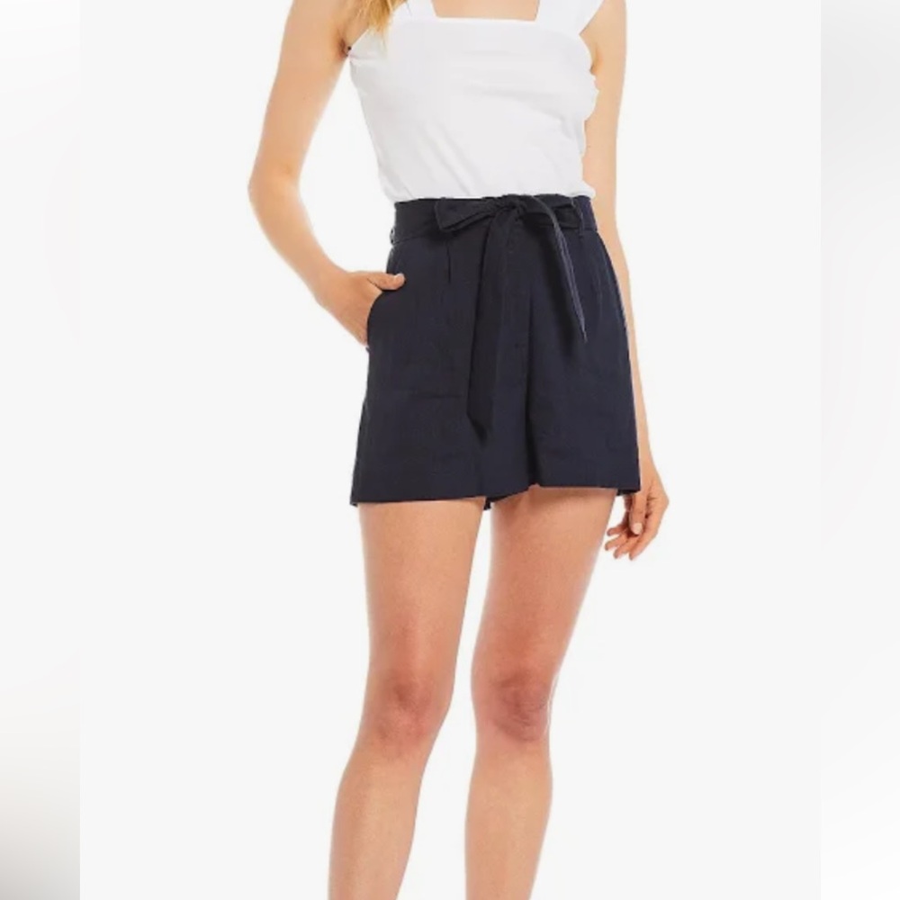 ANTONIO MELANI Blue High Waist Shorts with Tie-Waist